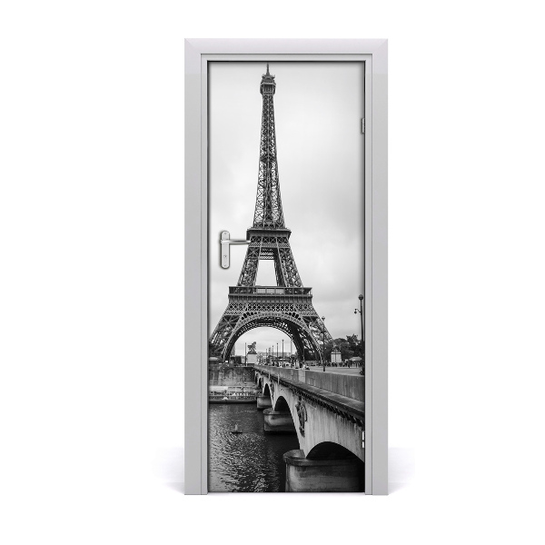 Autocollant porte Tour Eiffel noir et blanc