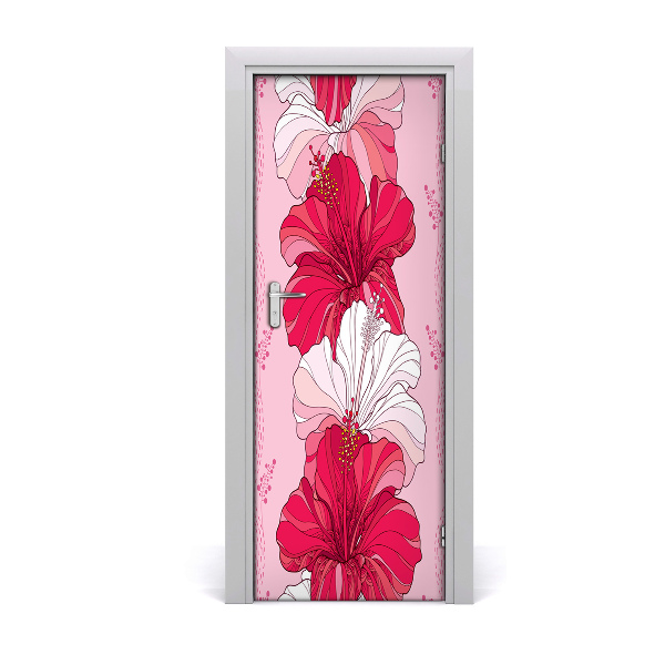 Décoration porte intérieur Hibiscus rose