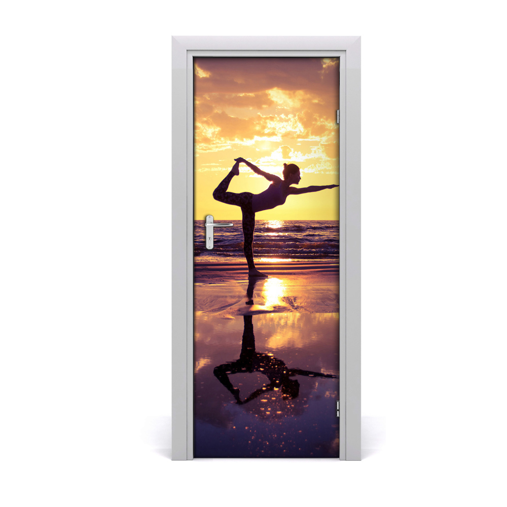 Poster porte Yoga sur la plage