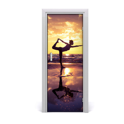 Poster porte Yoga sur la plage