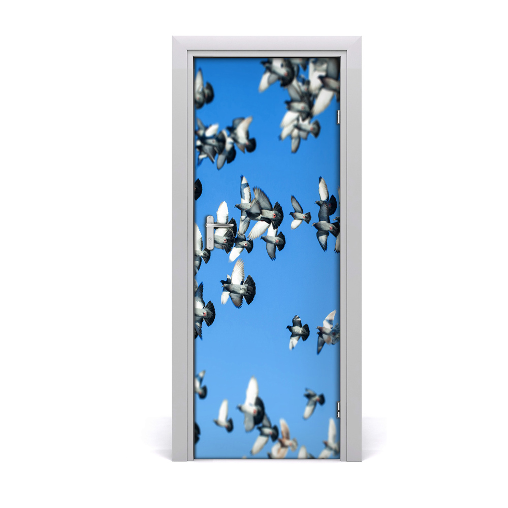 Décoration porte intérieur Pigeons dans le ciel bleu