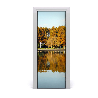 Poster porte Lac dans le parc en automne