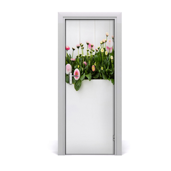 Sticker porte Marguerites roses