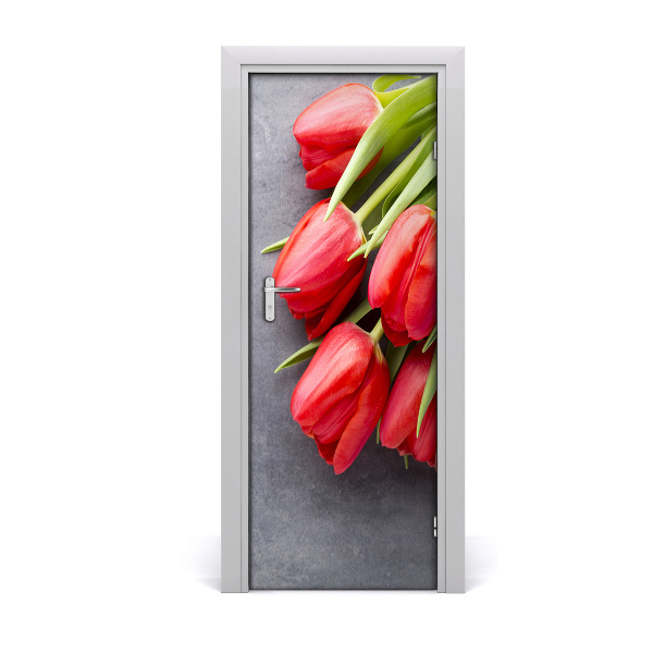 Décoration porte Tulipes rouges