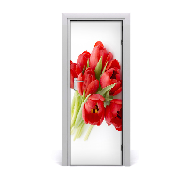 Décoration porte intérieur Tulipes rouges