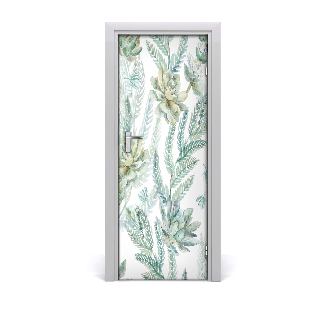 Sticker porte Succulentes vertes