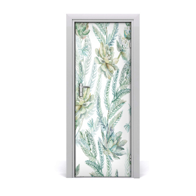 Sticker porte Succulentes vertes