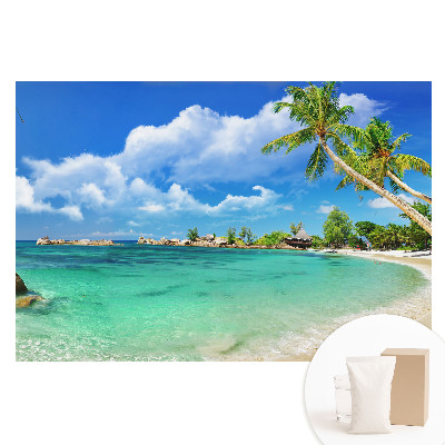 Papier peint photo imprimé sur tissu non tissé Plage exotique, palmiers et verdure