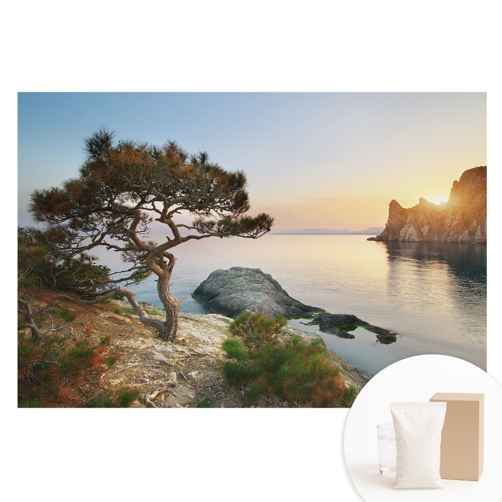 Papier peint photo sur tissu non tissé Coucher de soleil pittoresque sur la falaise