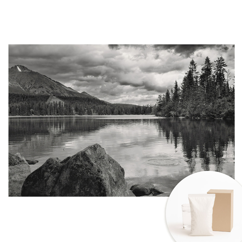 Papier peint photo imprimé sur tissu non tissé Paysage de montagne, lac, arbres