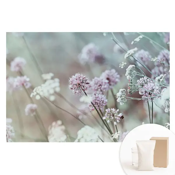 Papier peint panoramique sur tissu non tissé Fleurs pastel sur fond naturel