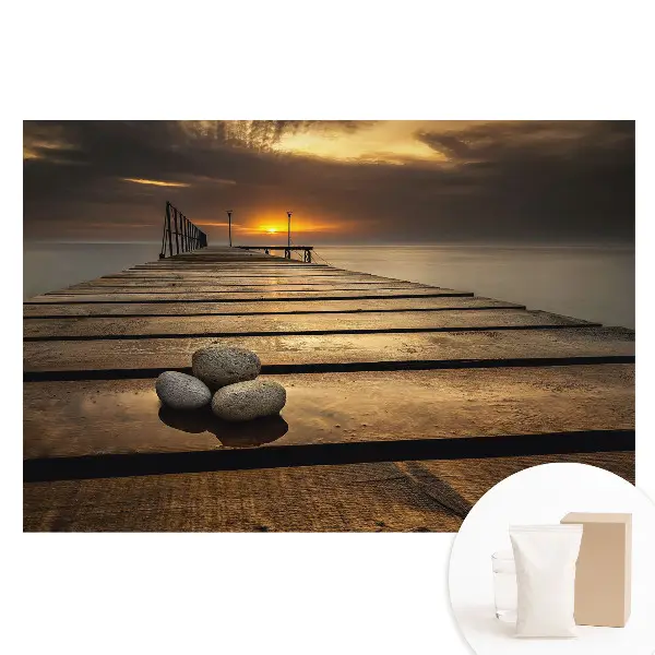 Papier peint intissé Pont au coucher de soleil, paix harmonieuse