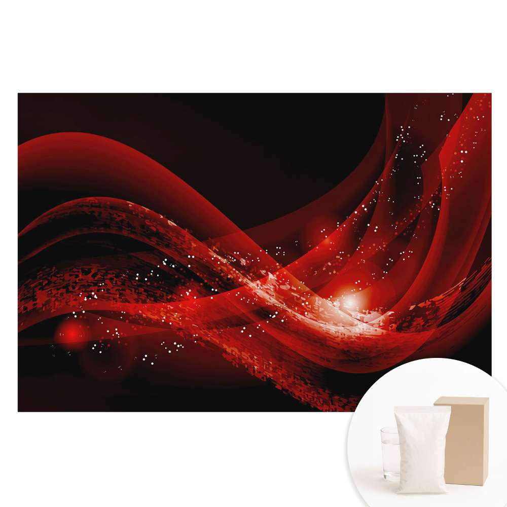 Papier peint intissé à motif abstrait de vagues et étincelles rouges