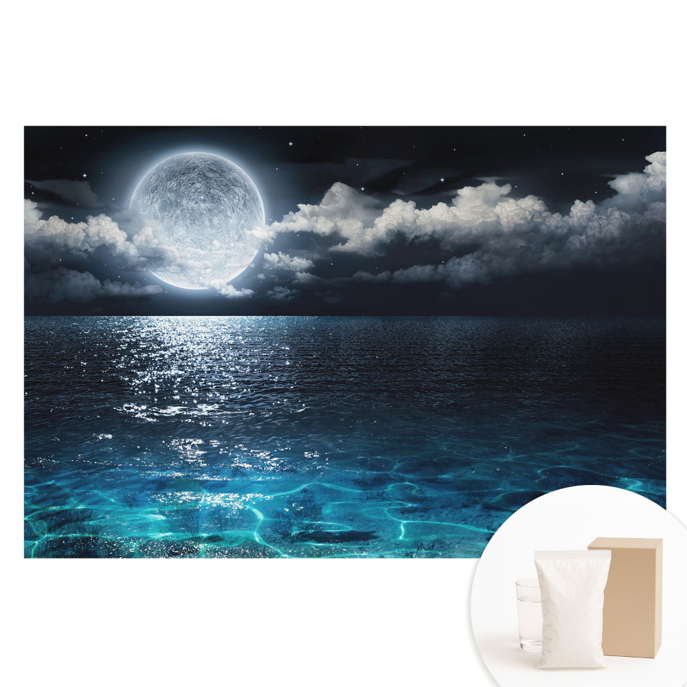 Papier peint photographique sur tissu non tissé Harmonie lunaire entre l'eau et le ciel