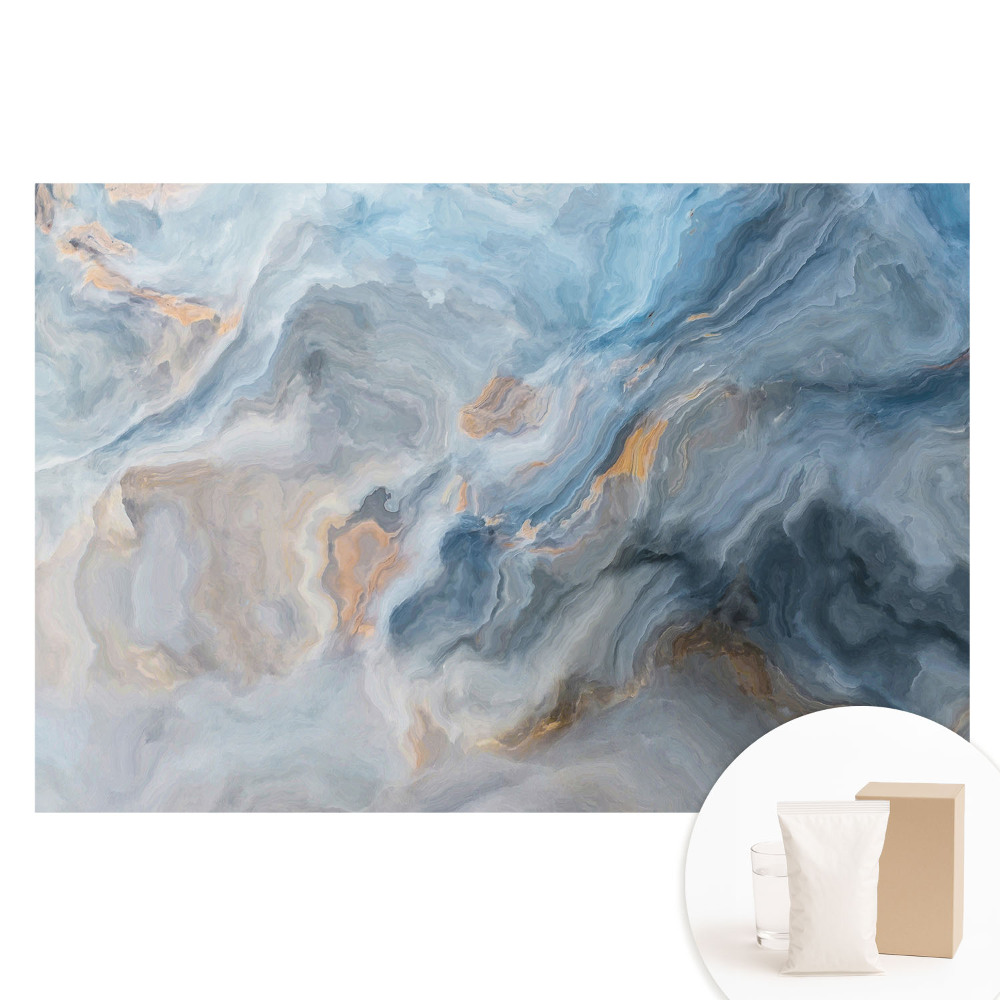 Papier peint photo imprimé sur tissu non tissé Vagues abstraites bleues et grises