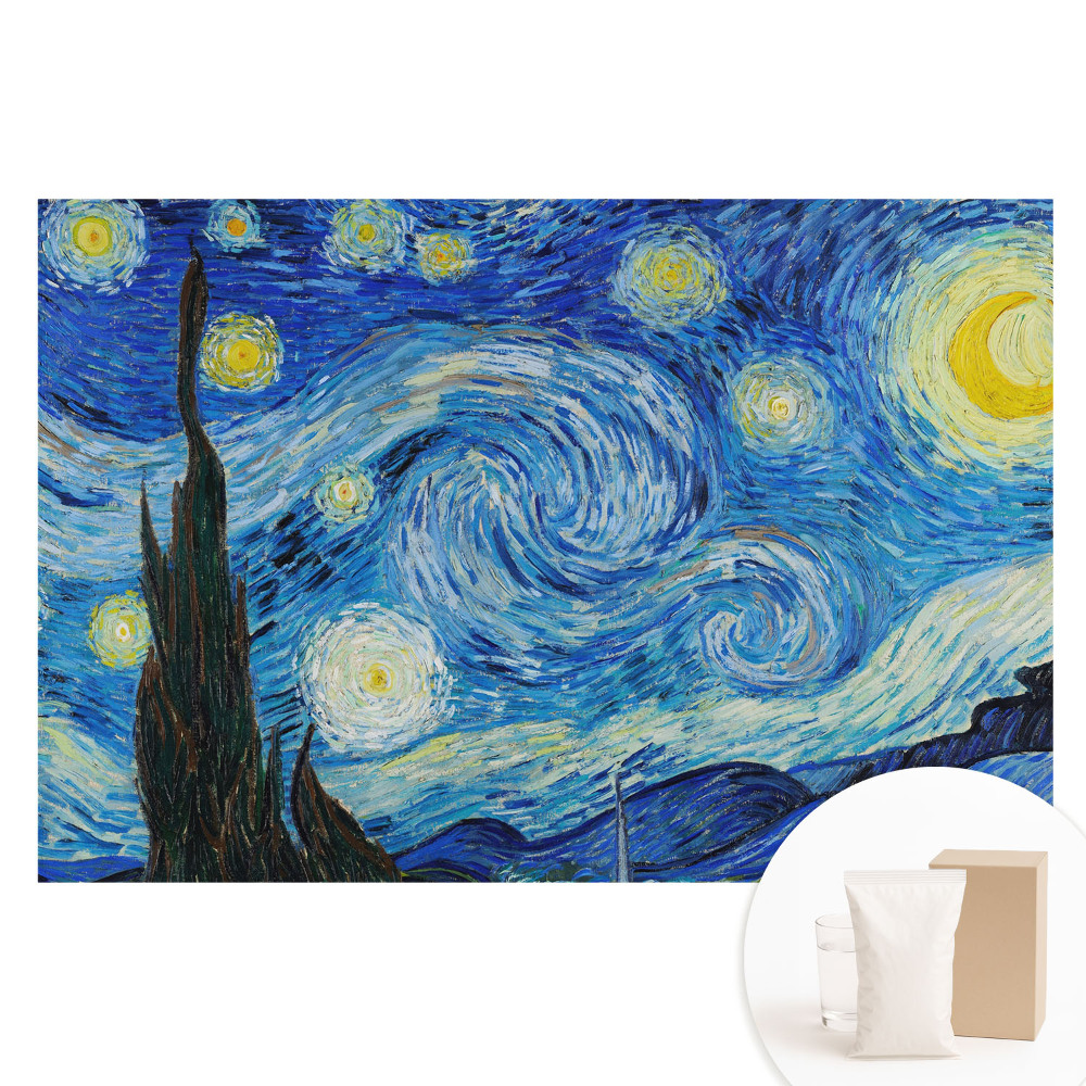 Papier peint photo grand format pour le mur Étoiles tourbillonnantes et cyprès