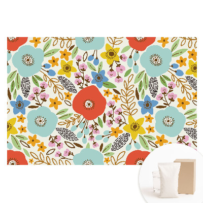 Papier peint intissé imprimé Fleurs colorées sur fond blanc