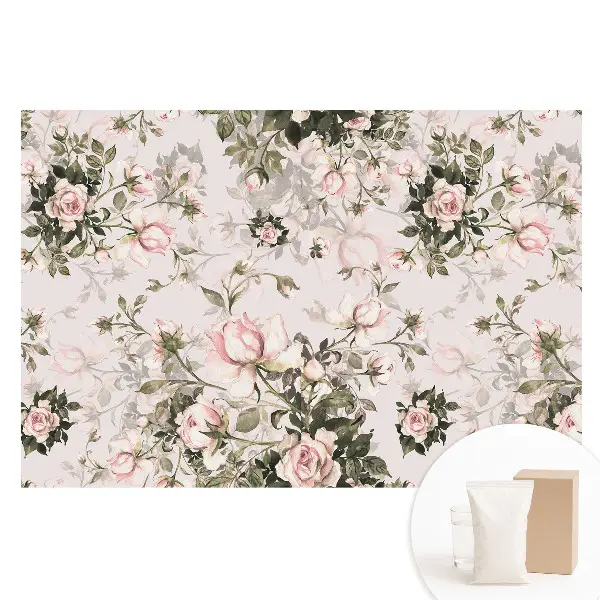 Papier peint photo grand format à motif de roses délicates dans une composition classique