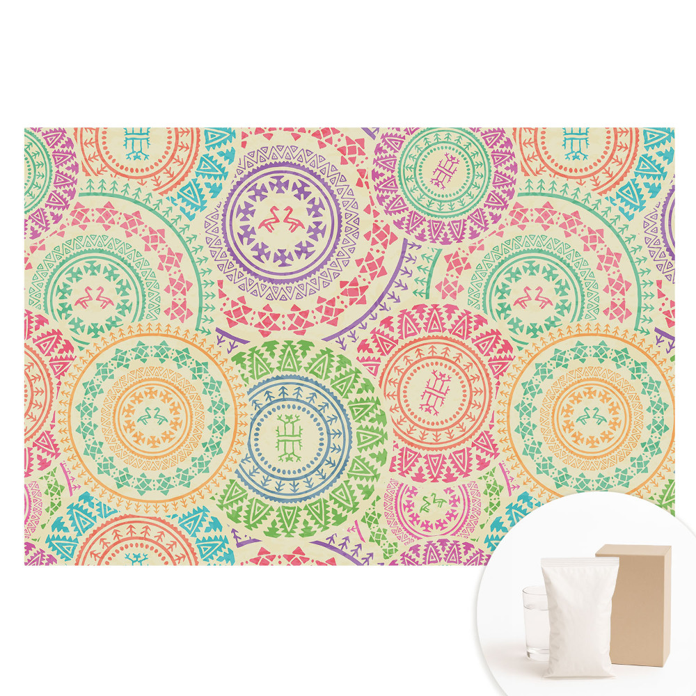 Papier peint photographique intissé Mandalas de style bohème aux couleurs pastel