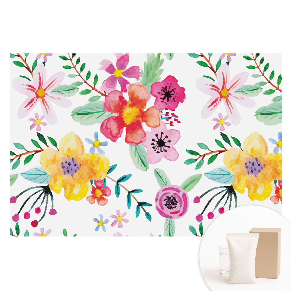 Papier peint photographique sur tissu non tissé Fleurs colorées à l'aquarelle