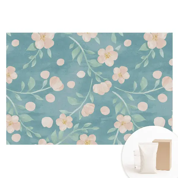 Papier peint intissé à motif de fleurs et feuilles aux teintes pastel