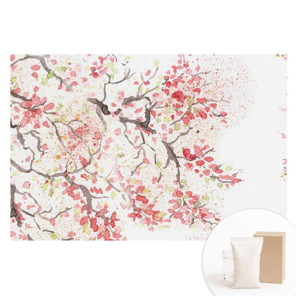 Papier peint panoramique intissé légèreté florale aquarelle