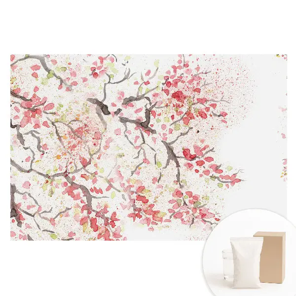 Papier peint panoramique intissé légèreté florale aquarelle