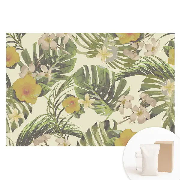 Papier peint photo sur tissu non tissé à motif fleurs tropicales exotiques