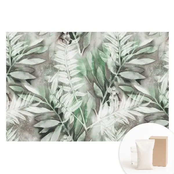 Papier peint intissé Délicates feuilles à l'aquarelle tons verts