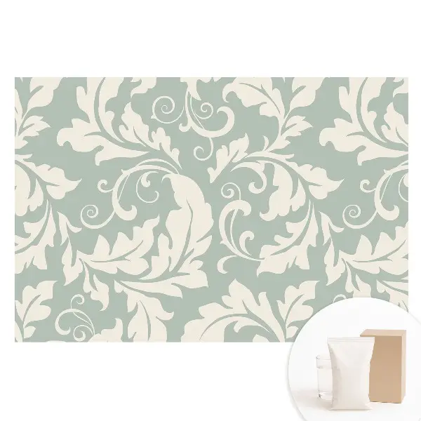 Papier peint intissé photographique à motif de feuilles stylisées sur fond clair