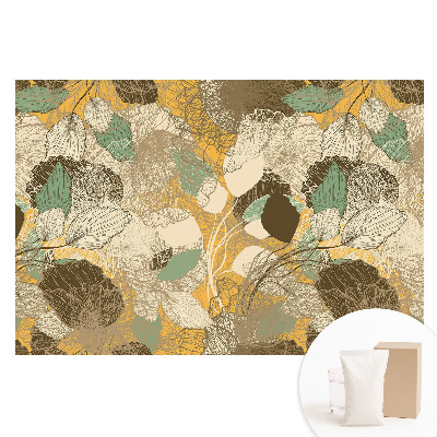 Papier peint photographique sur tissu non tissé Feuilles et fleurs délicates disposées en un motif harmonieux