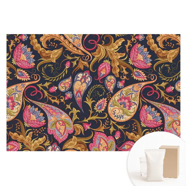 Papier peint intissé à motif floral cachemire coloré