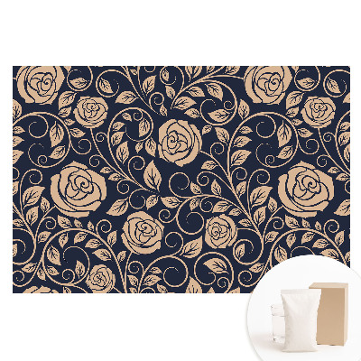 Papier peint photo grand format pour le mur Des roses classiques sur fond bleu marine