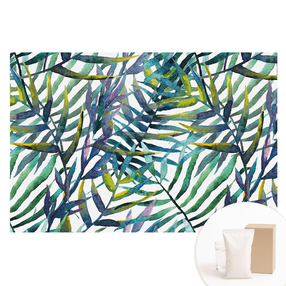 Papier peint intissé Motif répétitif de feuilles tropicales à l'aquarelle