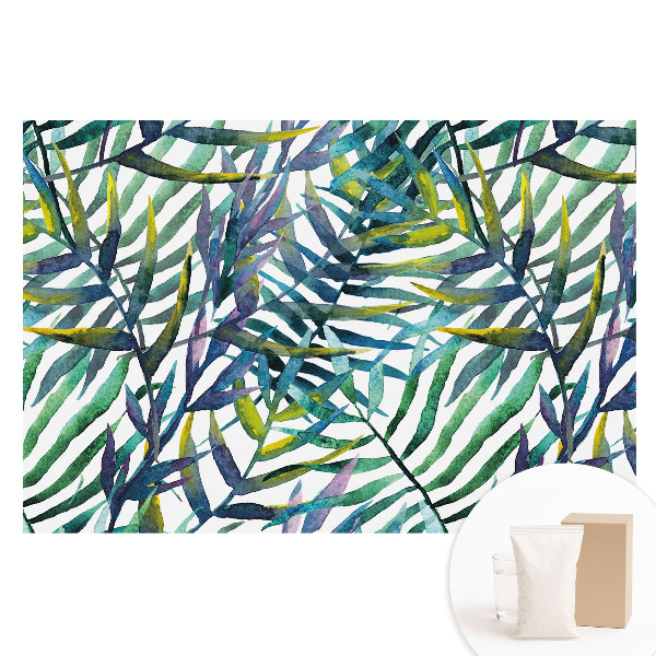 Papier peint intissé Motif répétitif de feuilles tropicales à l'aquarelle