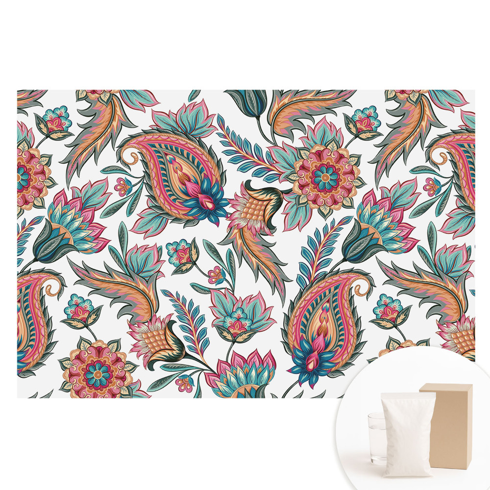 Papier peint intissé à motif cachemire floral et végétal