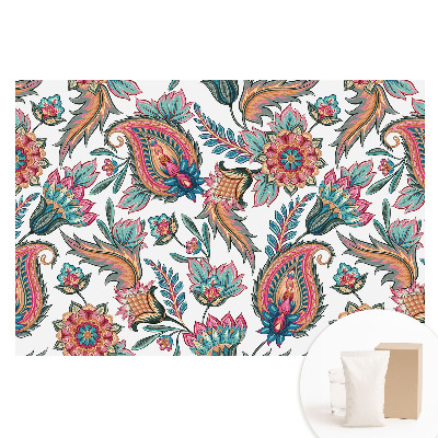 Papier peint intissé Motif cachemire avec fleurs et feuilles