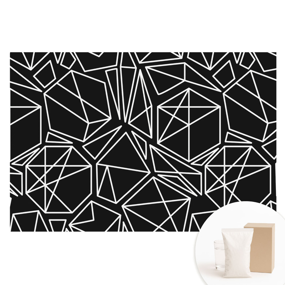 Papier peint intissé à motifs géométriques sur fond noir