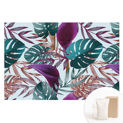 Papier peint photo imprimé sur tissu non tissé chaos de feuilles tropicales colorées