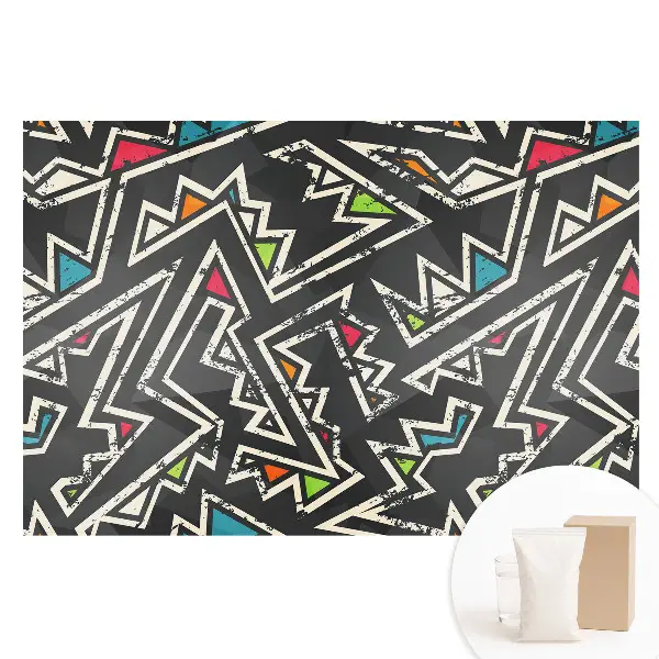 Papier peint intissé à motifs zigzag multicolores