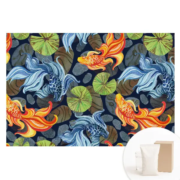 Papier peint photo sur tissu non tissé motif carpe koï énergique