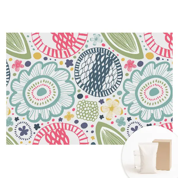 Papier peint intissé à motifs floraux et géométriques contemporains