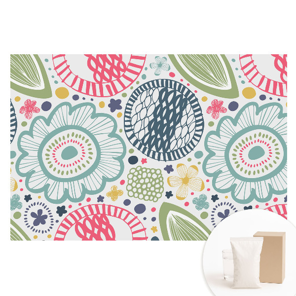 Papier peint intissé imprimé Motifs floraux et géométriques contemporains