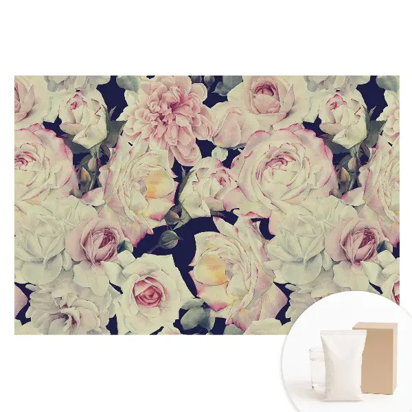 Papier peint intissé à motif floral romantique à répétition
