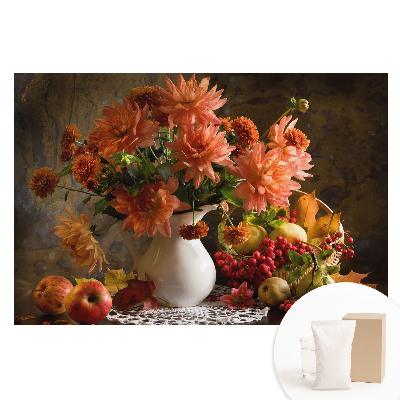 Papier peint photo imprimé sur tissu non tissé motif fleurs avec des fruits