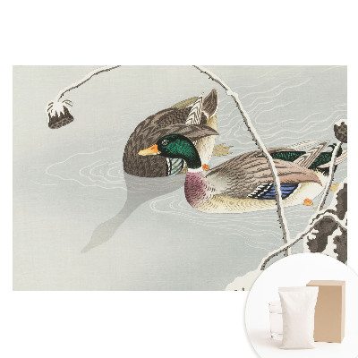 Papier peint photo sur tissu non tissé représentant deux canards sur l'eau dans un style classique