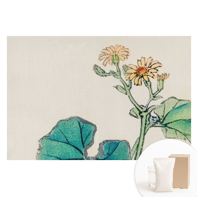 Papier peint photo grand format Fleur délicate sur fond de feuilles vertes