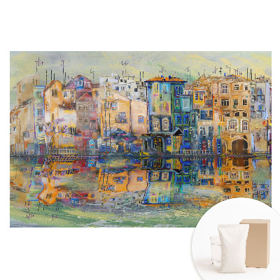 Papier peint intissé imprimé paysage coloré avec reflets dans l'eau
