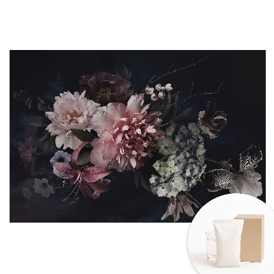 Papier peint photographique sur tissu non tissé Élégance florale sur fond sombre