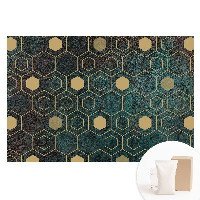 Papier peint intissé à motif hexagonal géométrique sur fond sombre